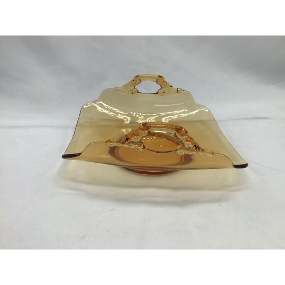 Cambridge Amber Depression Glass Grape Bon Bon Candy Dish MCM Granny Cottage - Picture 2 of 7